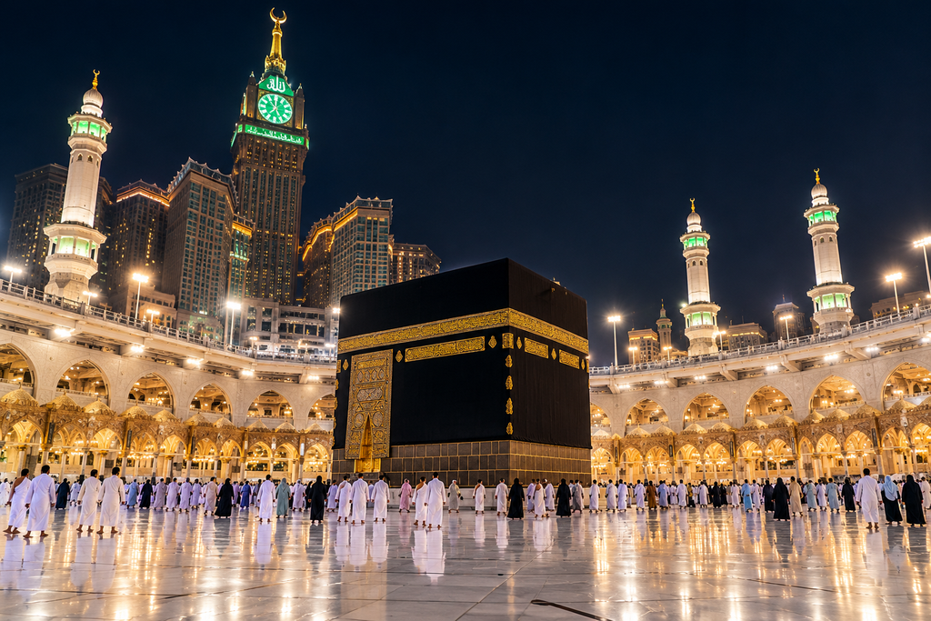 grand mosque and kaaba at night 1